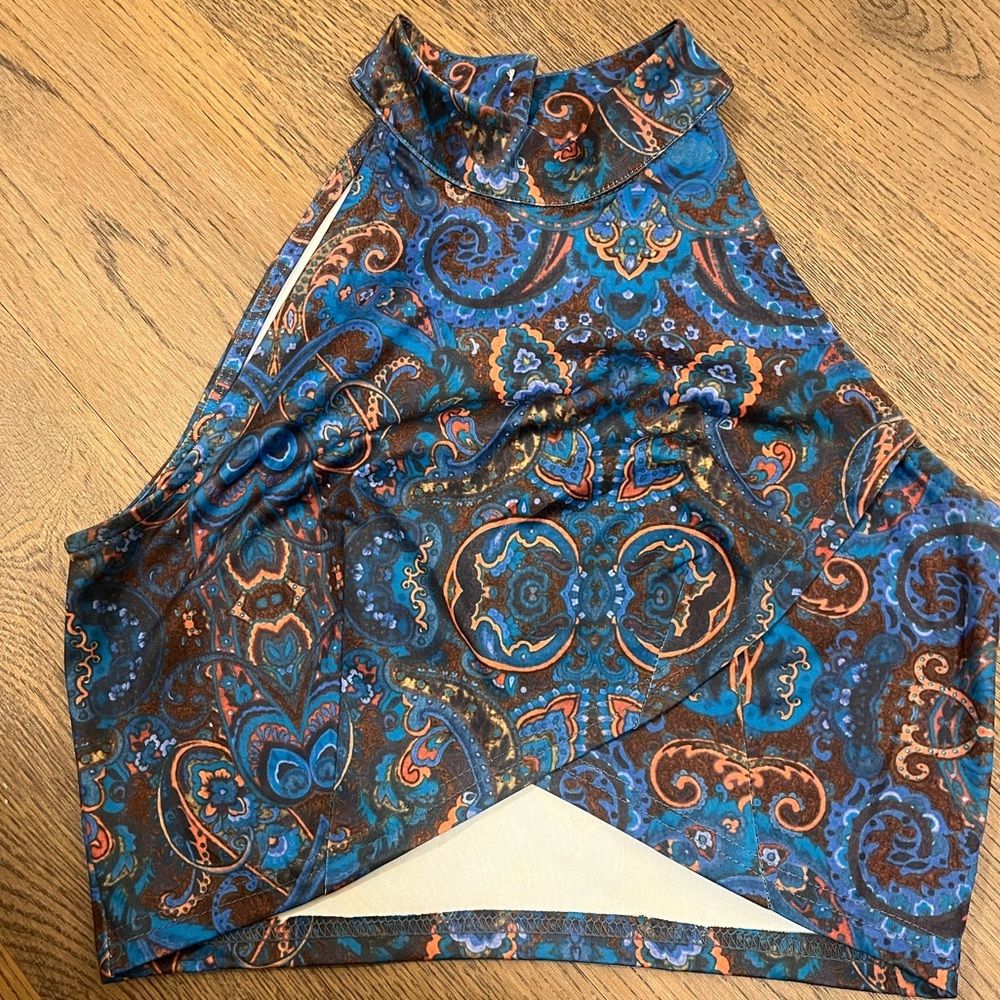 Asymmetrical colorful crop top
